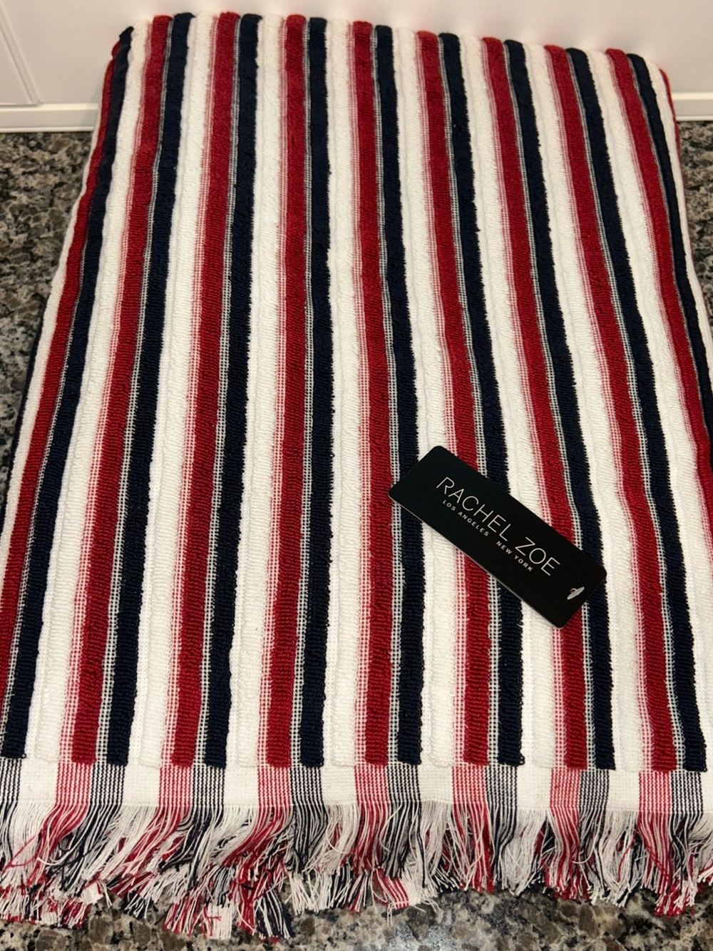 Rachel Zoe Rainbow Striped Red White Blue 40" x 70" Oversized Beach Towel Sheet